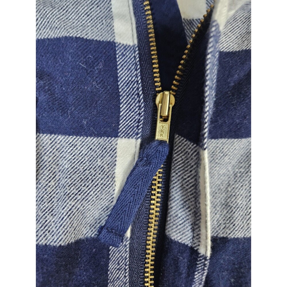 J Crew Shirt Women's Medium Blue Flannel Buffalo Check Plaid 1/2 Zip Popover - Picture 11 of 14